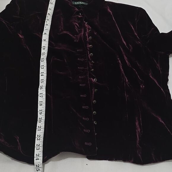 Lauren Ralph Lauren Purple Velvet silk blend button front jacket size 16 - Picture 6 of 11